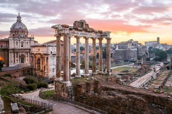 Laminated Sunrise Roman Forum Rome Italy Italian Photo Photograph Beach Sunset Palm Landscape Pictures Ocean Scenic Scenery Tropical Nature Photography Paradise Poster Dry Erase Sign 24x16