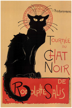 Laminated Le Chat Noir The Black Cat Bohemian Montmartre District Paris Vintage Advertisement Poster Dry Erase Sign 16x24