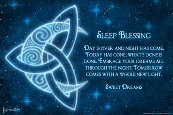 Laminated Celtic Moon Sleep Blessing by Brigid Ashwood Fantasy Art Wall Decor Tarot Illustration Celtic Ornate Wall Art Flower Knot Pattern Spiritual Art Print Decorative Poster Dry Erase Sign 16x24