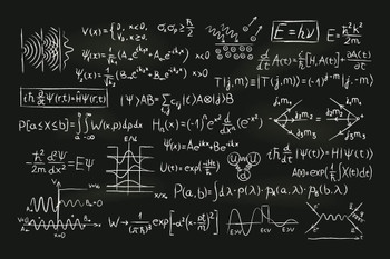 Laminated Quantum Physics Formula Equations Science Lab Scientific Blackboard Illustration Educational Classroom Teacher Learning Homeschool Chart Display Teaching Poster Dry Erase Sign 24x16