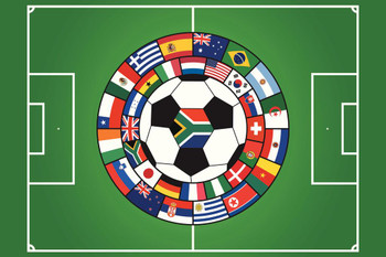 Laminated World Soccer Flags Sports Poster Dry Erase Sign 16x24