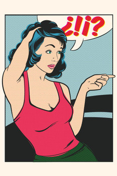 Laminated Surprised Woman Vintage Cartoon Poster Dry Erase Sign 16x24