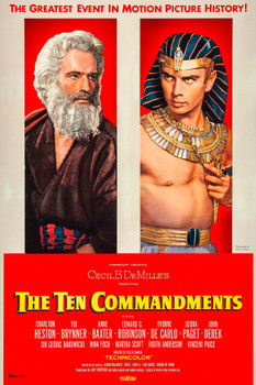 Laminated The Ten Commandments Movie Cecil B Demille Charlton Heston Yul Brynner 10 Commandments Classic Hollywood Film Retro Vintage Biblical Religious Christian Moses Poster Dry Erase Sign 16x24
