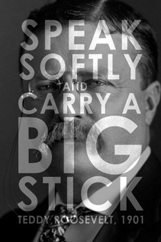 Laminated President Theodore Roosevelt Speak Softly and Carry a Big Stick Famous Motivational Inspirational Quote Modern Poster Dry Erase Sign 16x24