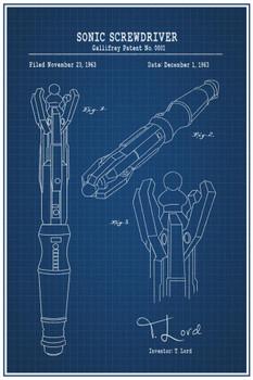 Laminated Doctor Screwdriver Parody Patent Blueprint Poster Dry Erase Sign 16x24