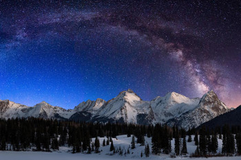 Laminated The Milky Way over the San Juan Mountains Photo Photograph Poster Dry Erase Sign 24x16