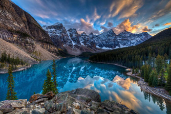 Laminated Painting on Moraine Lake Louise Banff National Park Alberta Canada Photo Photograph Poster Dry Erase Sign 24x16