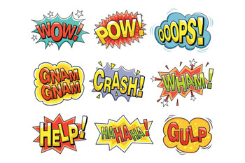 Laminated Vintage Cartoon Sound Effects Poster Dry Erase Sign 24x16