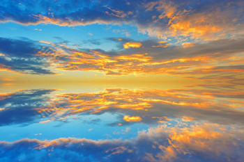 Laminated Cumulus Clouds During Sunset Photo Photograph Poster Dry Erase Sign 24x16