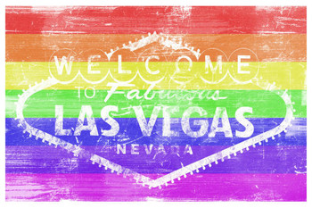 Laminated Welcome to Fabulous Las Vegas Gay Pride LGBT Rainbow Poster Dry Erase Sign 24x16