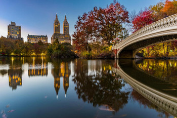 Laminated Bow Bridge Panorama Central Park at Dusk New York Photo Photograph Poster Dry Erase Sign 24x16