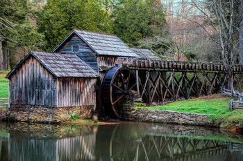 Laminated Mabry Mill Watermill Blue Ridge Parkway Floyd County Virginia Photo Photograph Poster Dry Erase Sign 24x16
