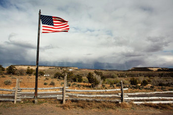 Laminated American Flag Flying In Rural Landscape Photo Photograph Patriotic Posters American Flag Poster Of Flags For Wall American Eagle Wall Art Poster Dry Erase Sign 24x16