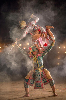 Laminated Khon Thai Performing Art of Ramayana Story Dancing Photo Photograph Poster Dry Erase Sign 16x24