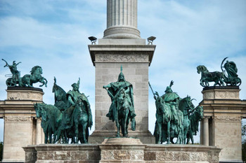 Laminated Heroes Square Seven Chieftains of the Magyarsin Budapest Hungary Photo Photograph Poster Dry Erase Sign 24x16