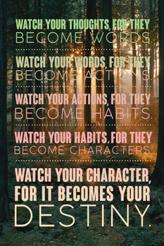 Watch Your Thoughts Forest Photo Motivational Inspirational Teamwork Quote Inspire Quotation Gratitude Positivity Motivate Sign Word Art Good Vibes Empathy Cool Wall Decor Art Print Poster 16x24