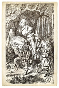 Laminated Alice and the White Knight 1899 Antique Style Engraving Poster Dry Erase Sign 16x24