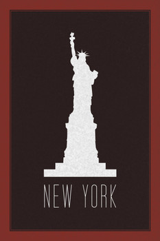 New York City Statue of Liberty Maroon Cool Wall Art Print Poster 12x18