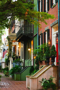 Laminated Historic Houses Residential District Savannah Georgia Photo Photograph Poster Dry Erase Sign 16x24