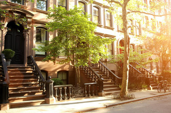 Laminated Rows of Beautiful Brownstones in New York City Photo Photograph Poster Dry Erase Sign 24x16