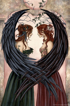 Sisters by Amy Brown Fairy Heart Wings Embrace Fantasy Poster Butterfly Elf Love Magical Cool Wall Decor Art Print Poster 24x36