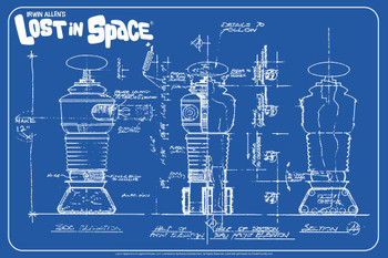 Laminated Lost In Space Robot Blueprint Poster Dry Erase Sign 16x24