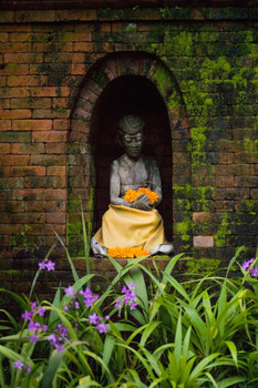 Laminated Statue in Temple Garden Courtyard Ubud Bali Indonesia Photo Photograph Poster Dry Erase Sign 16x24