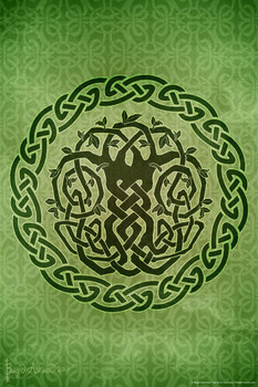 Laminated Celtic Tree by Brigid Ashwood Tree Fantasy Art Wall Decor Nature Tarot Illustration Celtic Ornate Wall Art Flower Knot Pattern Spiritual Art Print Decorative Poster Dry Erase Sign 16x24