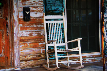 Laminated Rocking Chair on Old Front Porch Photo Photograph Poster Dry Erase Sign 24x16