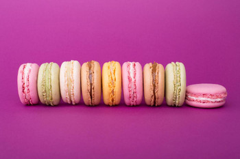 Row of Sweet Colorful French Macaroons Photo Photograph Cool Wall Decor Art Print Poster 24x16