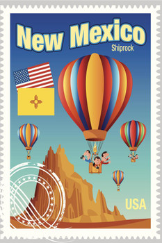 Laminated Shiprock New Mexico Hot Air Balloon Vintage Stamp Poster Dry Erase Sign 16x24