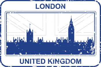 London UK Passport Rubber Stamp Travel Stamp Cool Wall Decor Art Print Poster 24x16