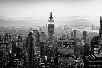 Laminated Empire State Building New York City NYC Skyline B&W Photograph Photo Photograph Poster Dry Erase Sign 24x16