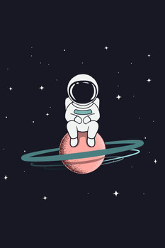 Laminated Astronaut Sits on Saturn Funny Poster Dry Erase Sign 16x24