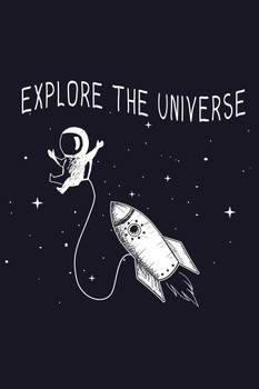 Laminated Explore The universe Little Astronaut Travels In Outer Space Poster Dry Erase Sign 16x24