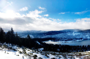 Mountains Over Donner Lake Tahoe Winter Snow Landscape Photo Cool Wall Decor Art Print Poster 24x16