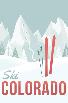 Laminated Ski Colorado Travel Retro Poster Dry Erase Sign 16x24