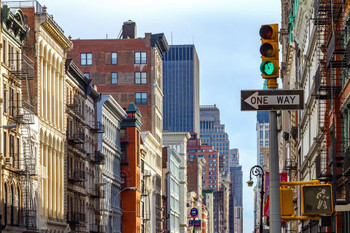 Laminated New York City Street Scene SOHO Lower Manhattan Photo Poster Dry Erase Sign 24x16