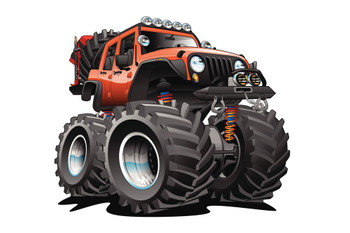 Laminated Orange 4 Wheel Drive 4x4 Lifted Off Road Vehicle Poster Dry Erase Sign 24x16