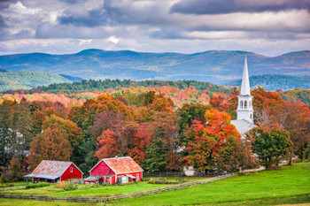 Laminated Autumn Scene Peacham Vermont Photo Photograph Poster Dry Erase Sign 24x16