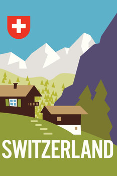 Switzerland Swiss Alps Mountain Range Vintage Travel Art Cool Wall Decor Art Print Poster 16x24