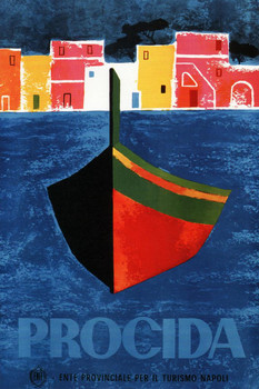 Napoli Turismo Naples Tourism Italy Procida Ocean Boat Town Vintage Travel Cool Wall Decor Art Print Poster 16x24