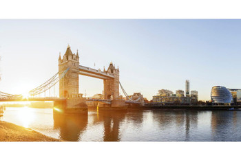 Laminated Iconic Tower Bridge London England at Sunrise Photo Photograph Poster Dry Erase Sign 24x16