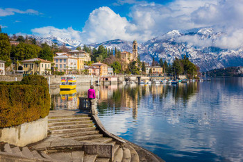 Laminated Lake Como Lombardy Italy Landscape Photo Poster Dry Erase Sign 24x16