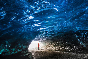 Laminated Ice Cave Iceland Photo Poster Dry Erase Sign 16x24