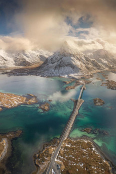 Laminated Lofoten Islands in Norway Aerial View Photo Photograph Poster Dry Erase Sign 16x24