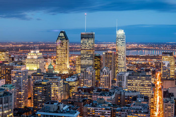 Laminated Montreal Canada City Skyline At Dusk Photo Photograph Poster Dry Erase Sign 24x16