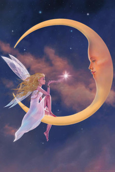 Fairy Star Kiss Moon by Vincent Hie Fantasy Cool Wall Decor Art Print Poster 16x24