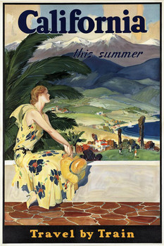 Laminated California Vintage Travel Poster Dry Erase Sign 16x24