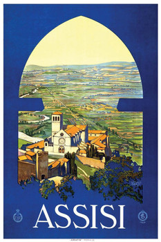 Laminated Italy Assisi Vintage Travel Poster Dry Erase Sign 16x24